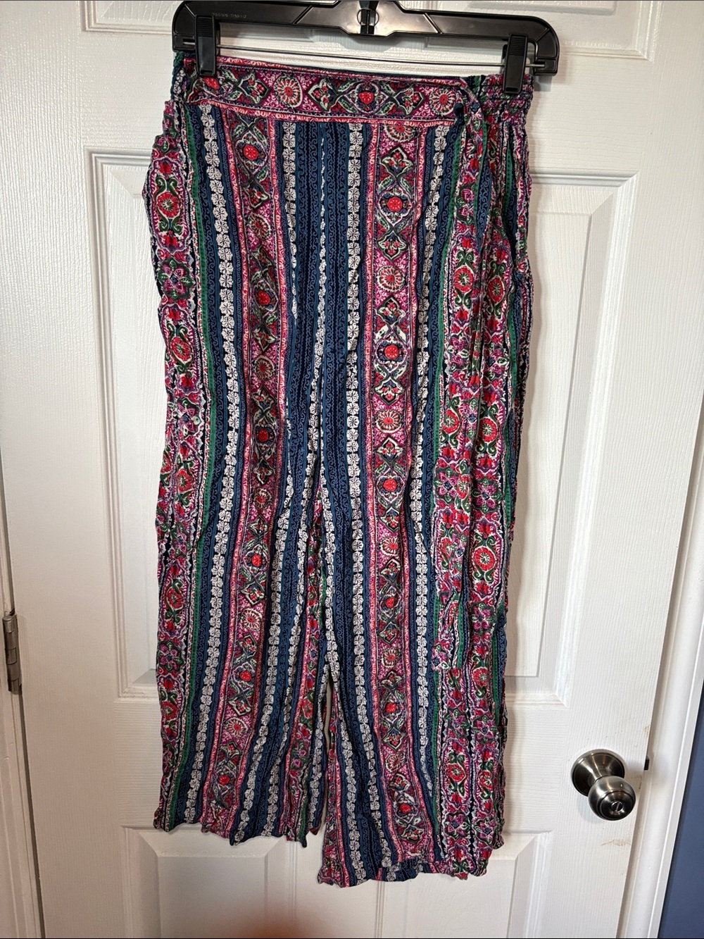 Bohemian Stripe Wide-Leg Pants - Pink & Navy